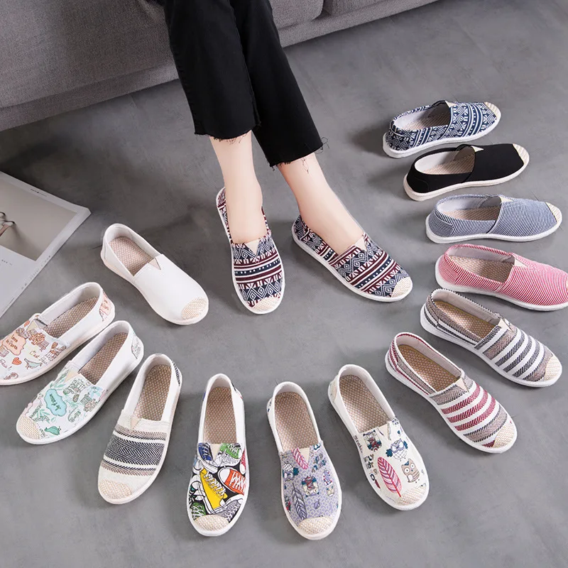 Loafer Cloth Shoes Women\'s Flat Loafers Women 2022 New Style Korean White Casual Canvas Zapatillas Mujer Espadrilles Mujer Lona