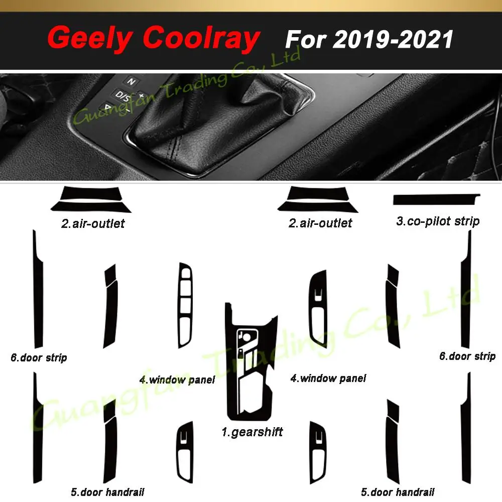 

For Geely Coolray 2019-2021 3D/5D Carbon Fiber Car Interior Cover Center Console Color Sticker Decals Products Parts Accessories