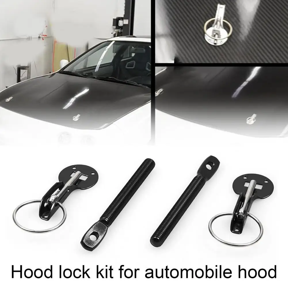 

2 Set Bonnet Lock Pin Durable Modified Parts Aluminum Alloy Hood Latch Pin Kit for Racing Cars