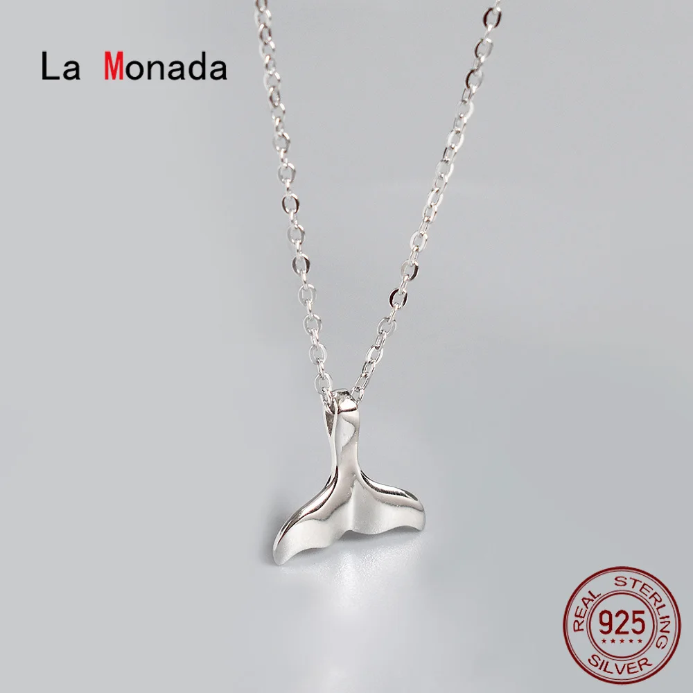 

La Monada Women's Necklace 925 Silver Chains Woman On Neck Dolphin Fish Tail Pendant Fine Jewelry For Women Necklace Silver Girl