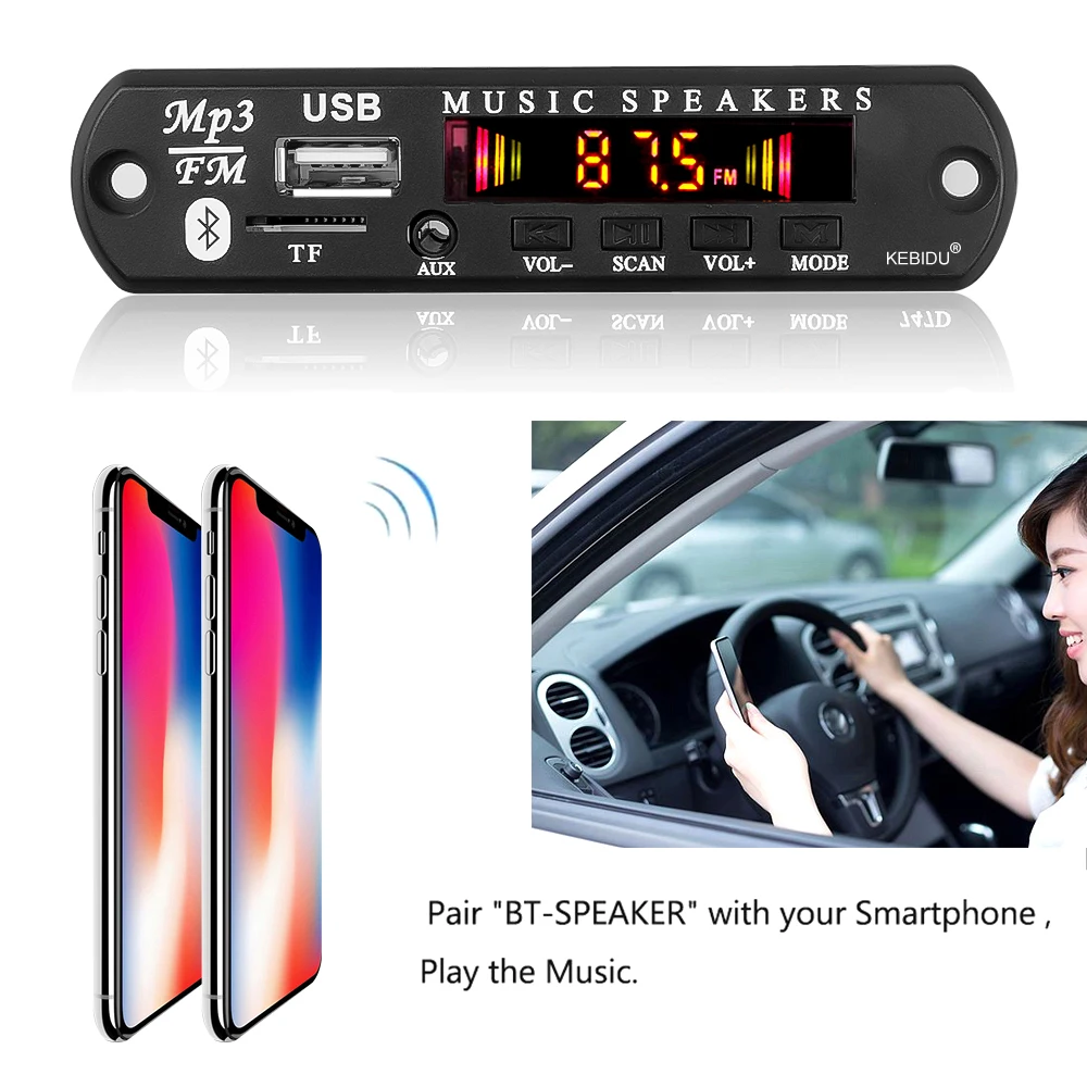 Wireless Bluetooth 5.0 MP3 WMA Decoder Board 9V 12V Car Audio USB TF FM Radio Module Color Screen MP3 Player With Remote Control