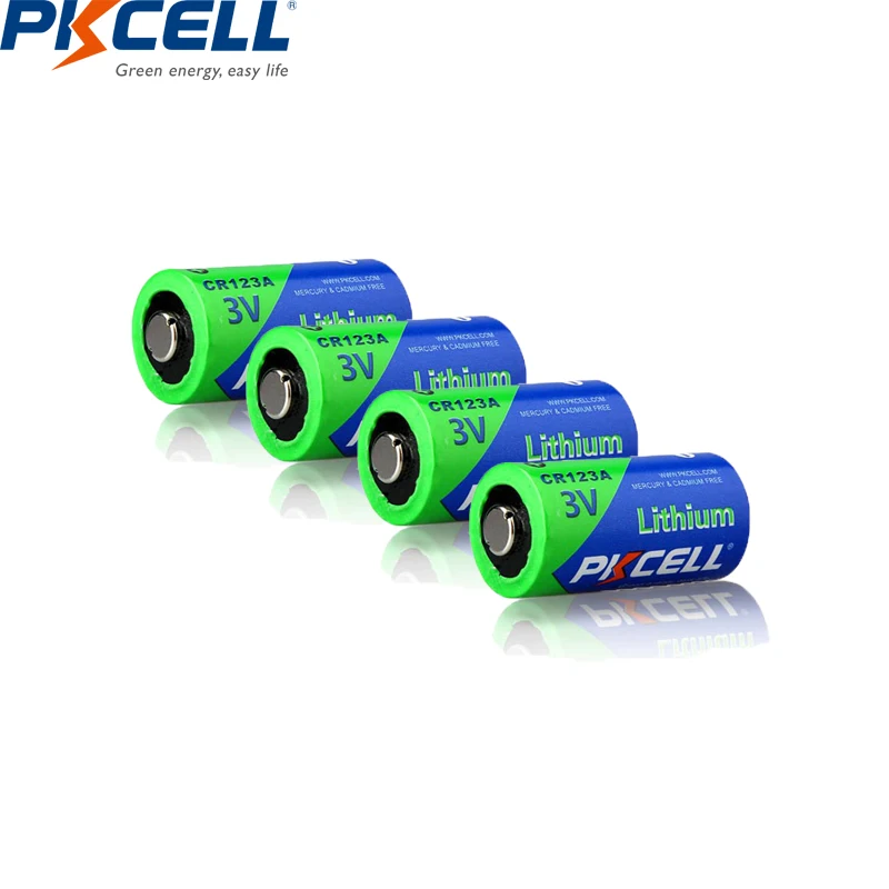 4 pz Pkcell 3V CR123A CR 123A 1500mah batteria al litio CR123 CR17335 CR17345 16340 LiMnO2 batteria primaria a secco per fotocamera