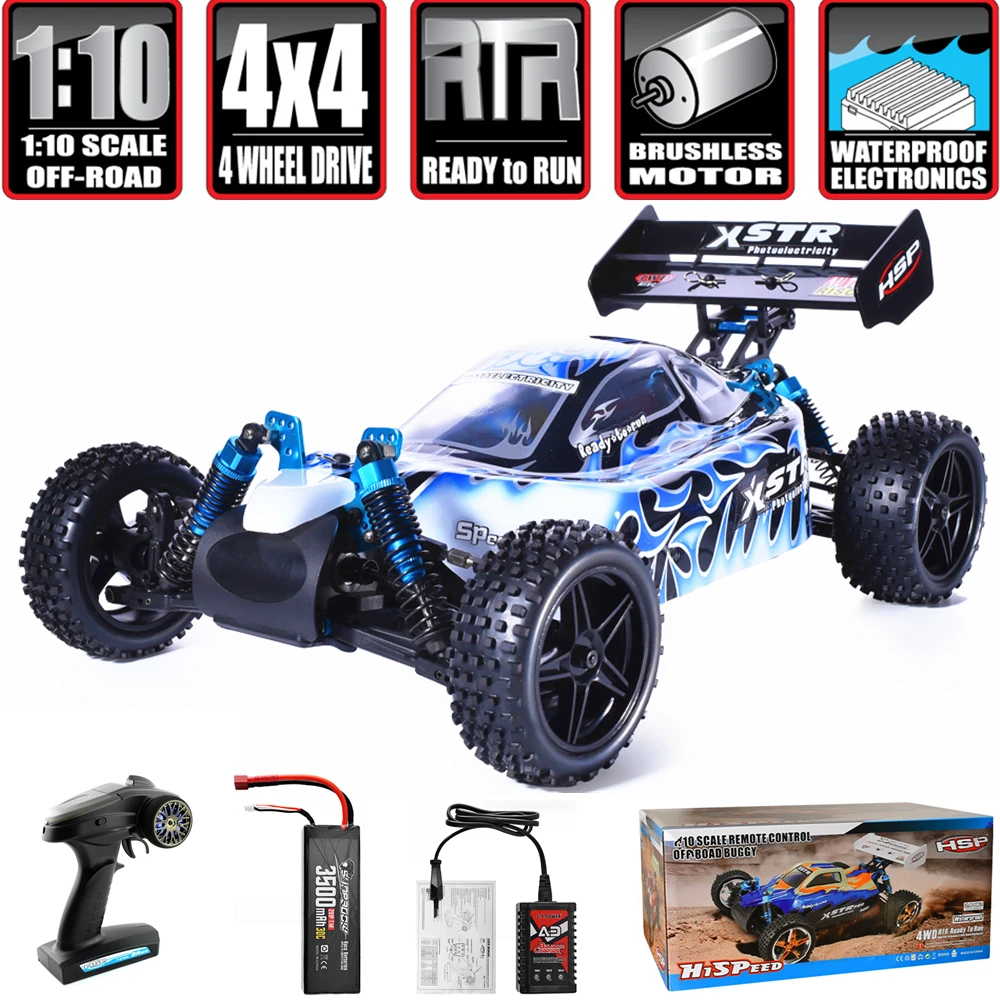 

HSP Rc Car 1/10 Brushless 4WD Electric Power High Speed LIPO Off Road Buggy Drift Remote Control Toys for Children 94107PRO