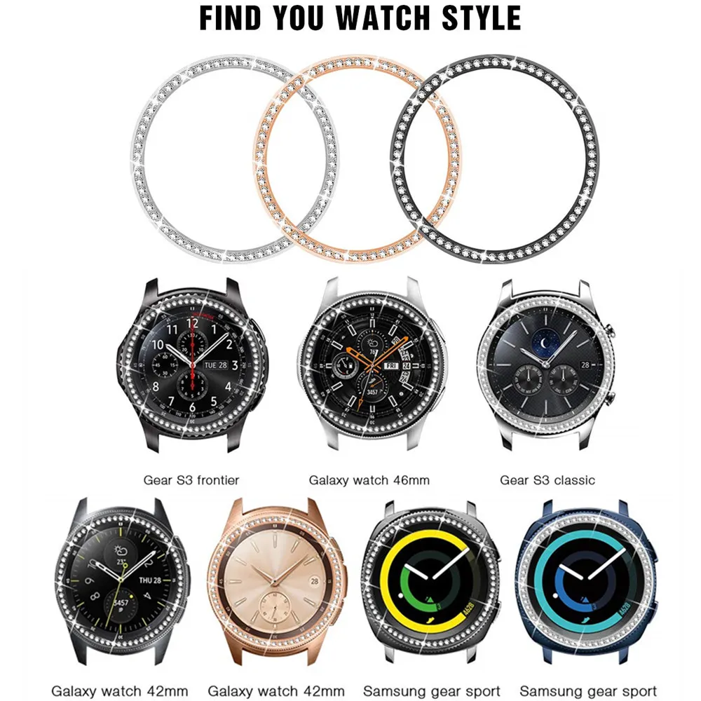 Bling Bezel For Samsung Galaxy Watch 42mm/46mm Case Gear S3 Frontier/Classic/S2/Sport Adhesive Cover band Accessories 46/42 3