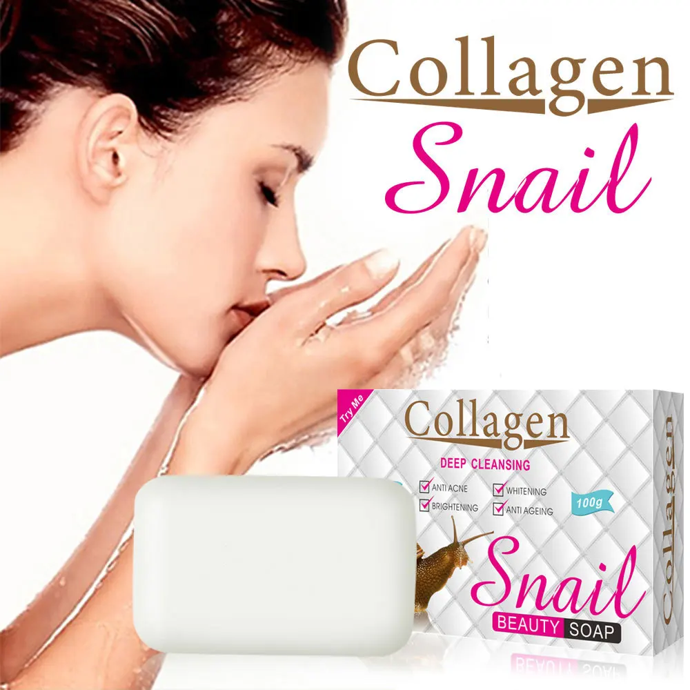 Collagen Snail Face Serum Soap Handmade  Deep Cleaning Repair Anti Aging Anti Acne Nourish Whiten Brighten Moisture Skin Care