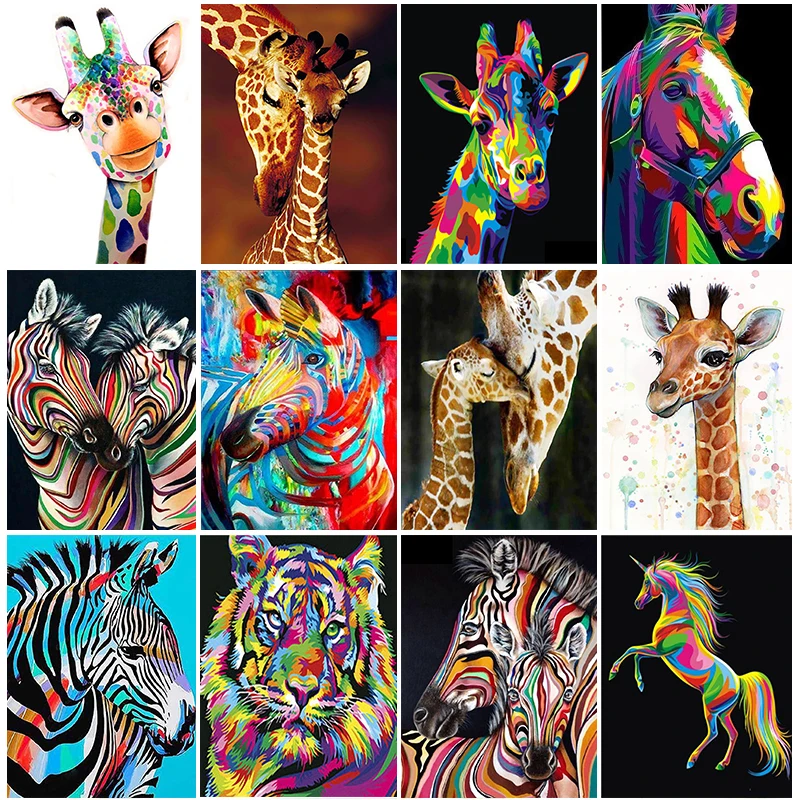 RUOPOTY Diamond Painting Giraffe 5D DIY Diamond Embroidery Mosaic Art Animals Full Square Rhinestone Pictures Home Decoration