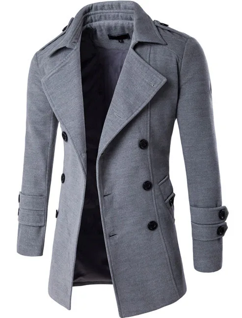 

Nice Autumn Winter Jacket Men Woolen Coat England Style Double-Breasted Fashion Brand Mens Jackets And Coats Wool & Blends