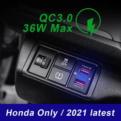 Quick Charge 4.2A Car Charger USB Vehicle DC12V-24V Kit Dual USB Charger 2 Port Cable Socket Voltage Display For Honda QC3.0