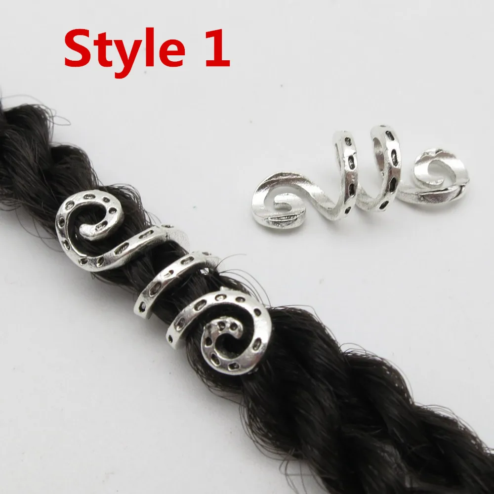 5pcs Metal Silvery/Golden Viking Spiral Hair Braid Dread Beard Dreadlock Beads Rings Tube Clips for Hair Accessories Charms
