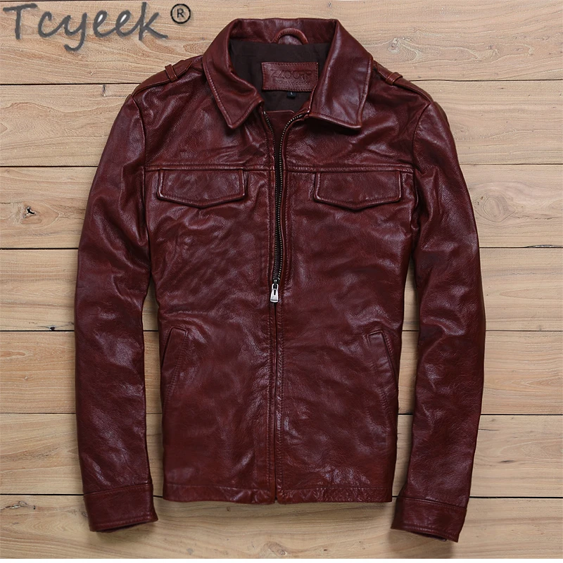 Natural Genuine Leather Jacket Men Autumn Winter Men's Jackets Streetwear Motorcycle 100% Real Cow Leather Coat Male L007