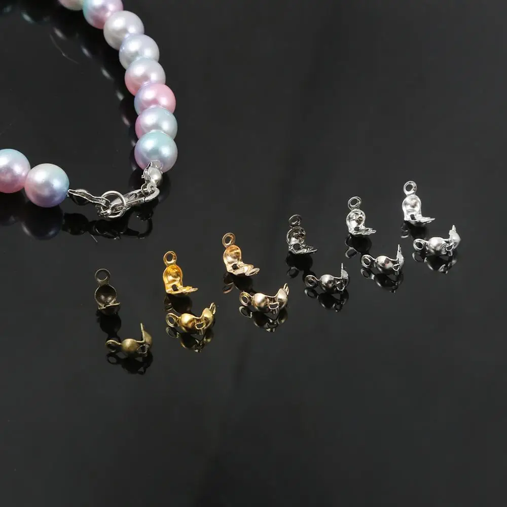 100pcs/lot Connector Clasp Fitting 4x7mm Ball Chain Calotte End Crimps Beads Connector Components For DIY Jewelry Making Supplie