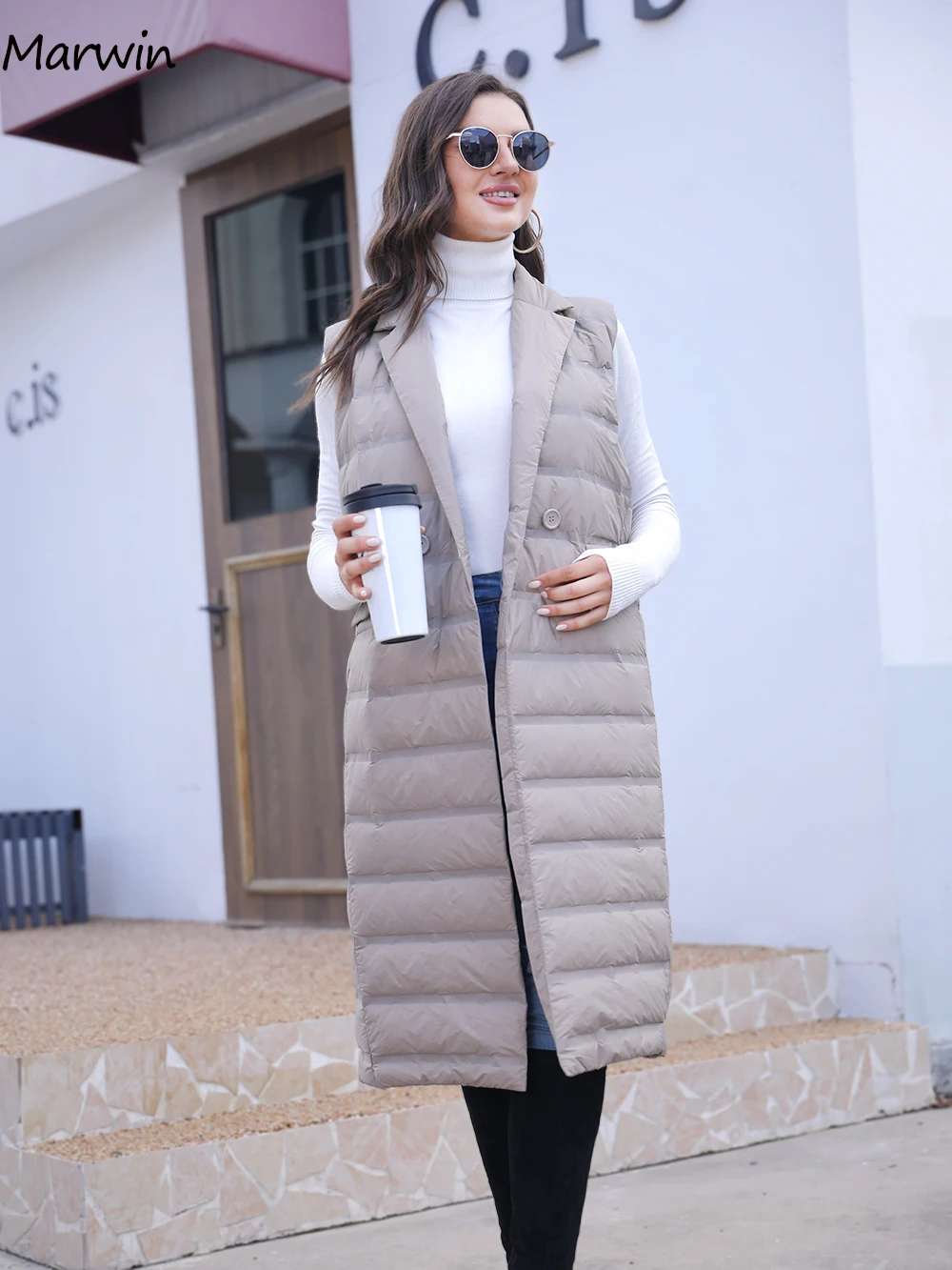 Marwin 2021 Fashionable Streetwear Long Vest Women's Solid High Quality Female New Winter Elegant Vest With Duck Down