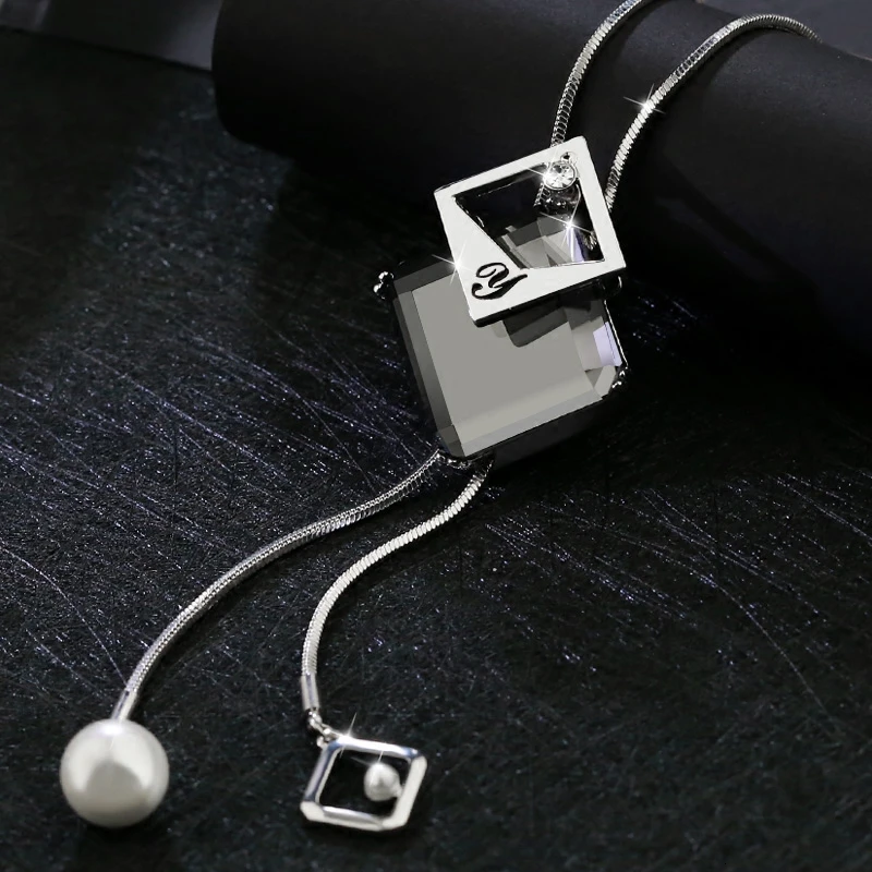 Crystal Geometric Necklaces & Pendants For Women Collier Femme Fashion Long Statement Necklace Accessories Sweater Chain Jewelry