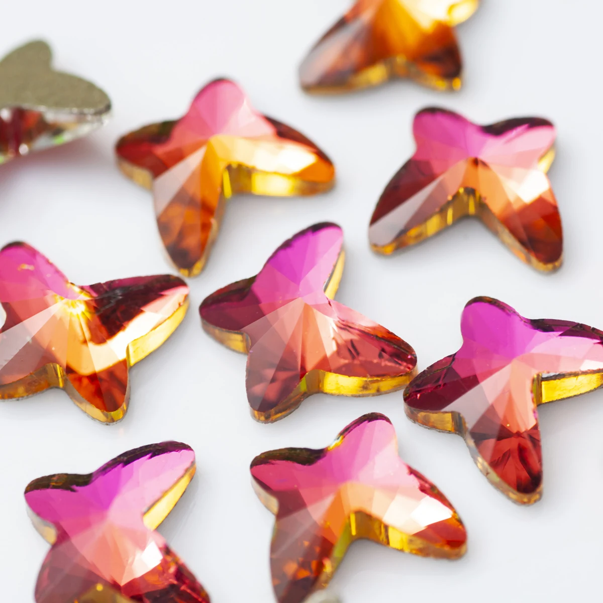 5mm 100pcs Butterfly Shape Nail Art Crystal Flat Bottom Non Hotfixed Rhinestones for 3D Nail Charms DIY Design Decorations
