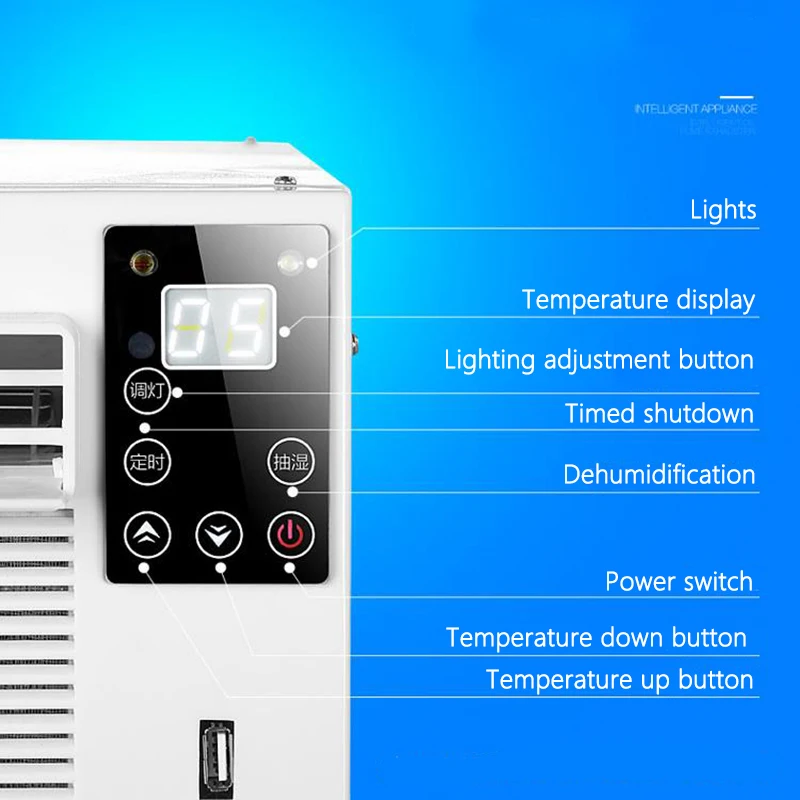 Refrigeração ar condicionado mini-cama para estudantes, dormitório pequeno para mover a micro-mesa, ar condicionado quente