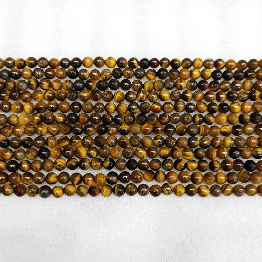 Natural tiger eye stone loose beads Semi-finished product 4-12mm tiger eye stone beads Necklace DIY bracelet accessories 39cm