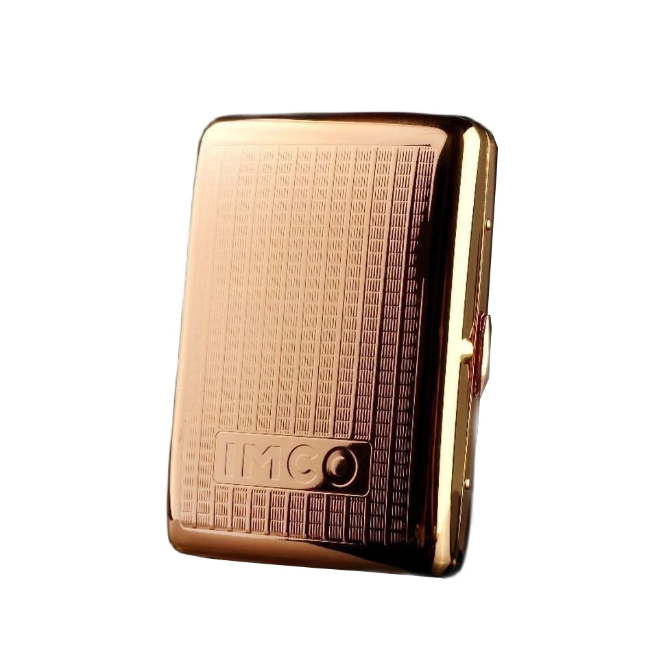 IMCO-Metal Brass Cigarette Case for Men and Women Golden Color 16 Thick Cigarette Box Genuine Gift