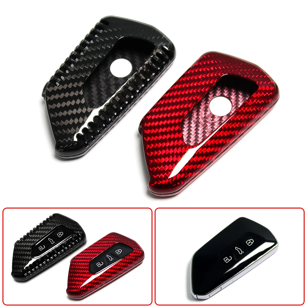 Carbon Fiber Car Remote Key Cover Shell Fob Protection Trim For Seat Leon Fr Mk4 2019 2020 2021