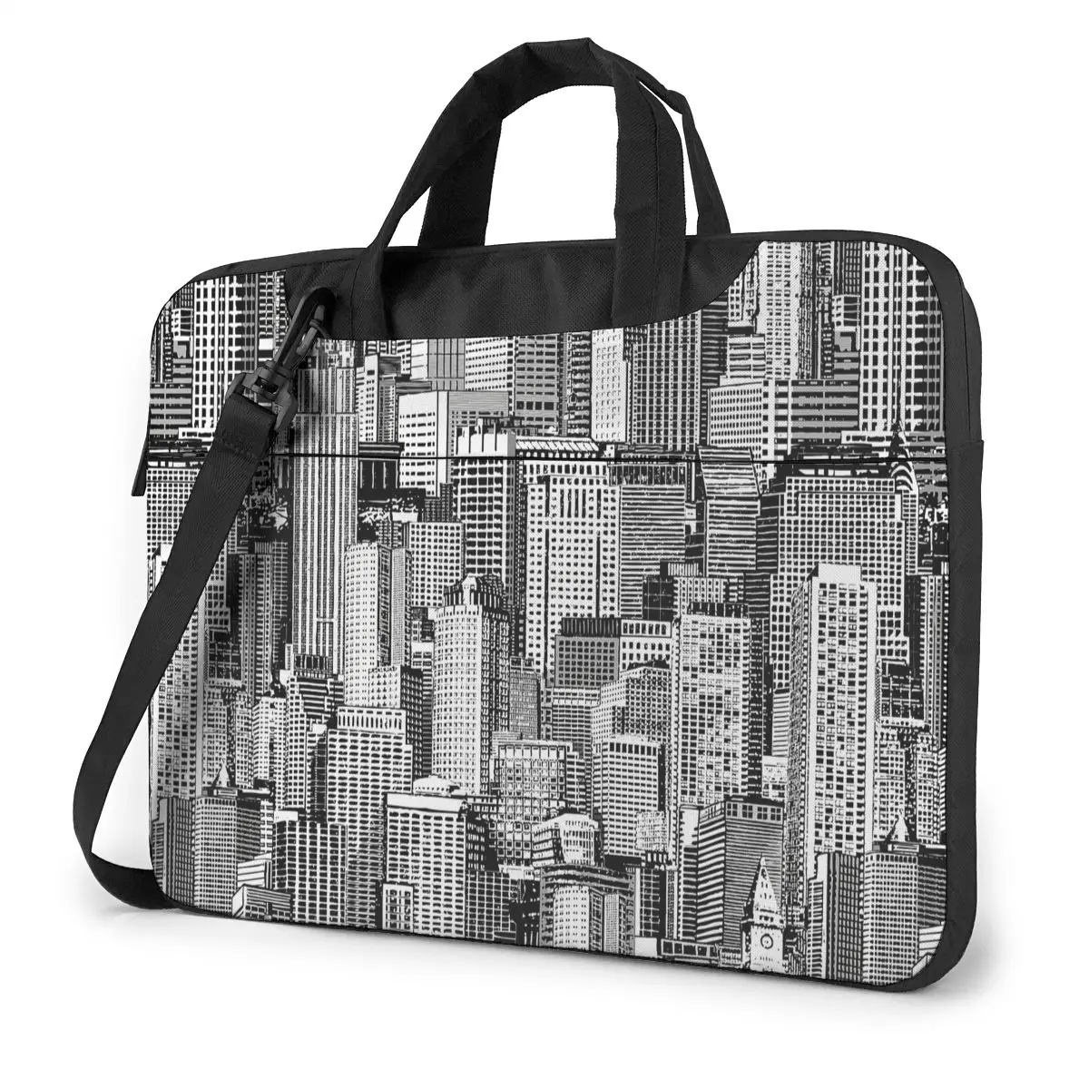 Sketch High Buildings Pattern (1) Laptop Bag Case Protective Vintage Computer Bag Bicycle Crossbody Laptop Pouch