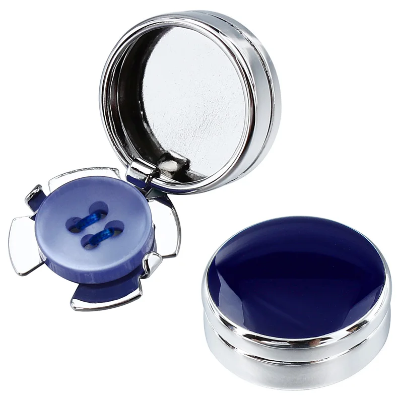 Blue & Black Enamel Men Cufflinks Button Cover Mens Wedding Dress Cover Buttons Jewelry Elegance Cuff Links