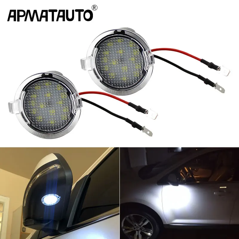 LED Under Side Mirror Puddle Lights white For Ford F150 Raptor Edge Explorer Flex Fusion Lincoln Navigator Mark LT MKX, etc 12V