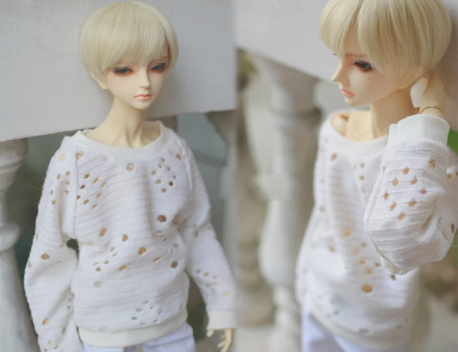 D01-P612 Doll handmade clothes 1/4 1/3 uncle MSD SSDF SD doll Accessories White hollow Knitted raglan sleeve bat shirt 1pcs