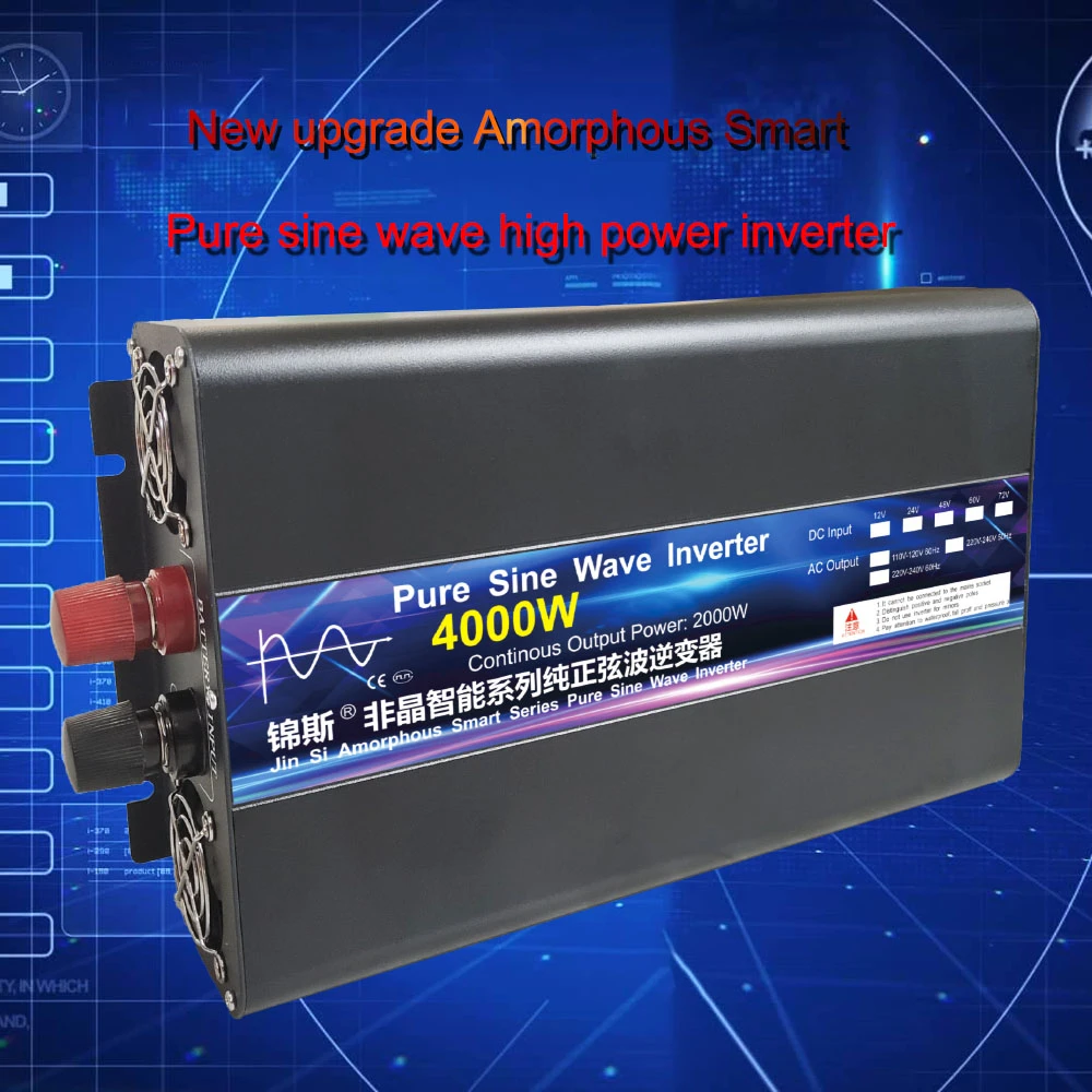 Imagem -02 - Inversor de Onda Senoidal Pura Conversor Portátil do Banco do Poder Transformador Solar do Carro 4000w 5000w dc 12v 24v 48v a 220v da ca