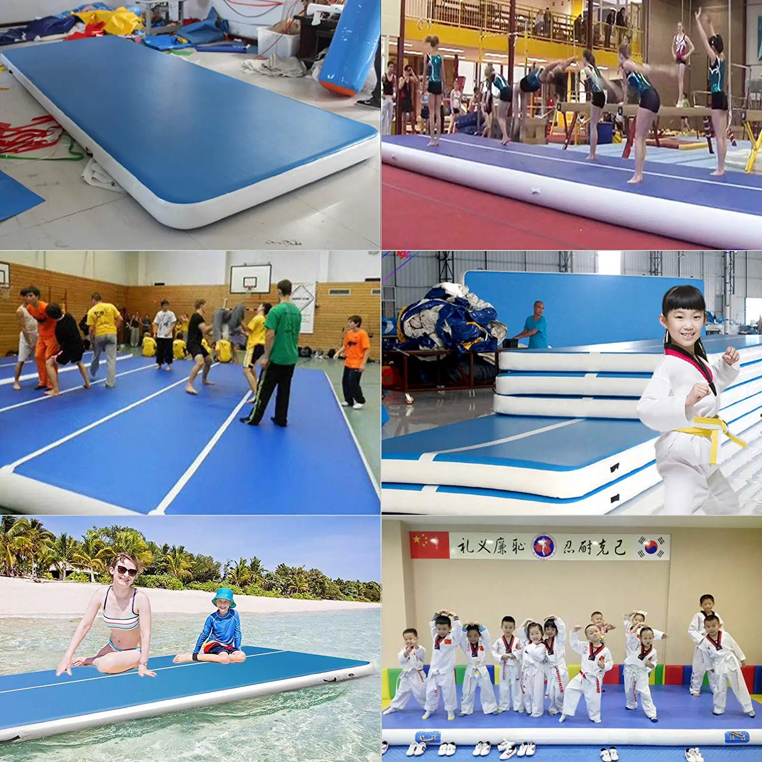 HIBADOU Inflatable Gymnastics Air Tumbling Mat, 12m*2m*0.2M,Training Track Mats, Training Mats, Practice Gymnastics with Pump