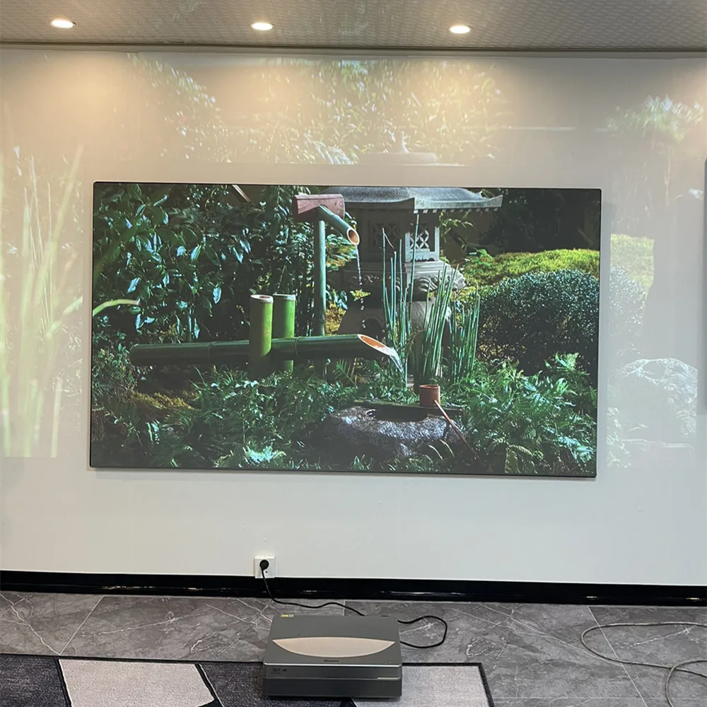 100 ''8K 3D ALR 96% Umgebungs Licht Verdunkelung Flexible Weiche Fresnel Flache Fixiert Wand Montage Für Kurze werfen Projektor – Detail 18