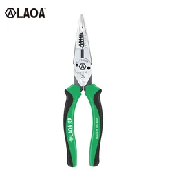 LAOA  Multi Pliers Wire Stripper 0.7-4.0mm range 8 Inch Cr-V Crimping  Tool 6 in 1 Long Nose Needle-nose Pliers Wire Cutter