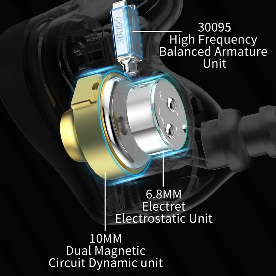 KZ ZEX Pro elektrostatik + dinamik + dengeli kulaklık Noice iptal spor oyunu ayrılabilir kablo kulak içi HIFI kulaklık KZ EDX ZAS