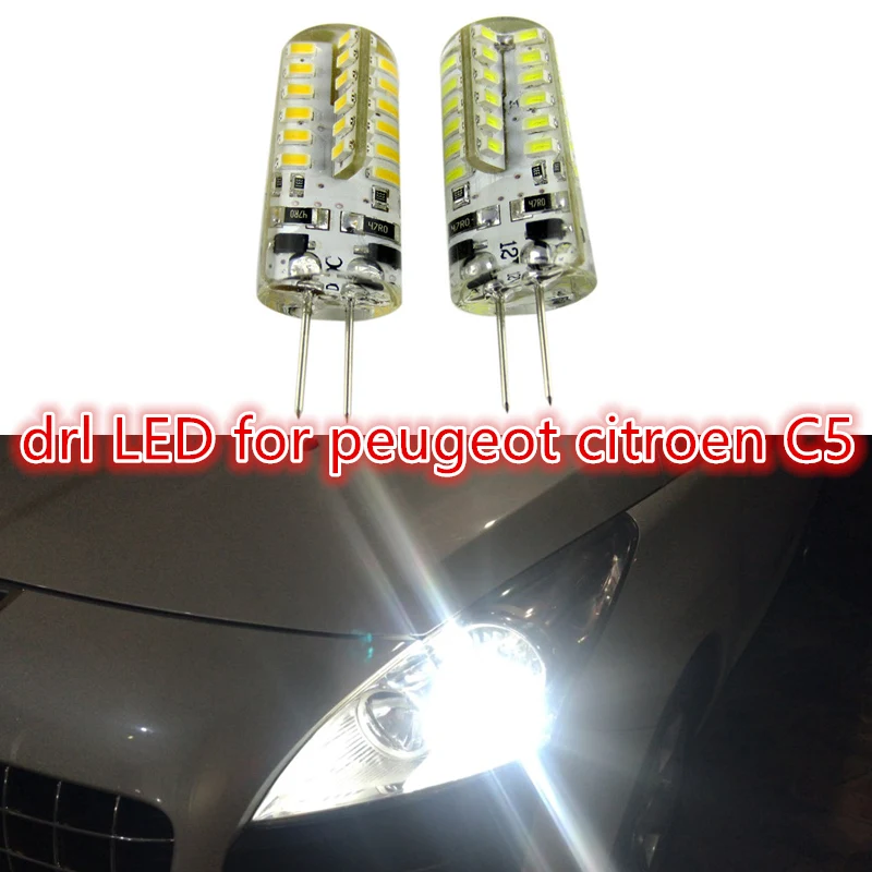 

2X High power No error hp24w G4 12v led drl light for peugeot 3008 5008 citroen C5 accessories led drl Day Lights hp24w 48smd