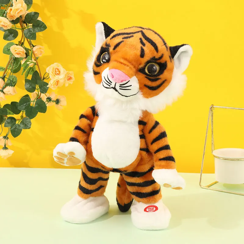 Robot Tiger Toy Dancing Singing Song Electronic Plush Animal Throw Head Electric Music Robotic Tiger Pet For Kids Christmas Gift