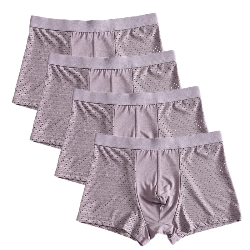 L-8XL Plus Banboo Fiber Men Underwear Male boxer Solid Panties Shorts Men's Underpants Breathable Intimate Man boxers 4pcs image 3