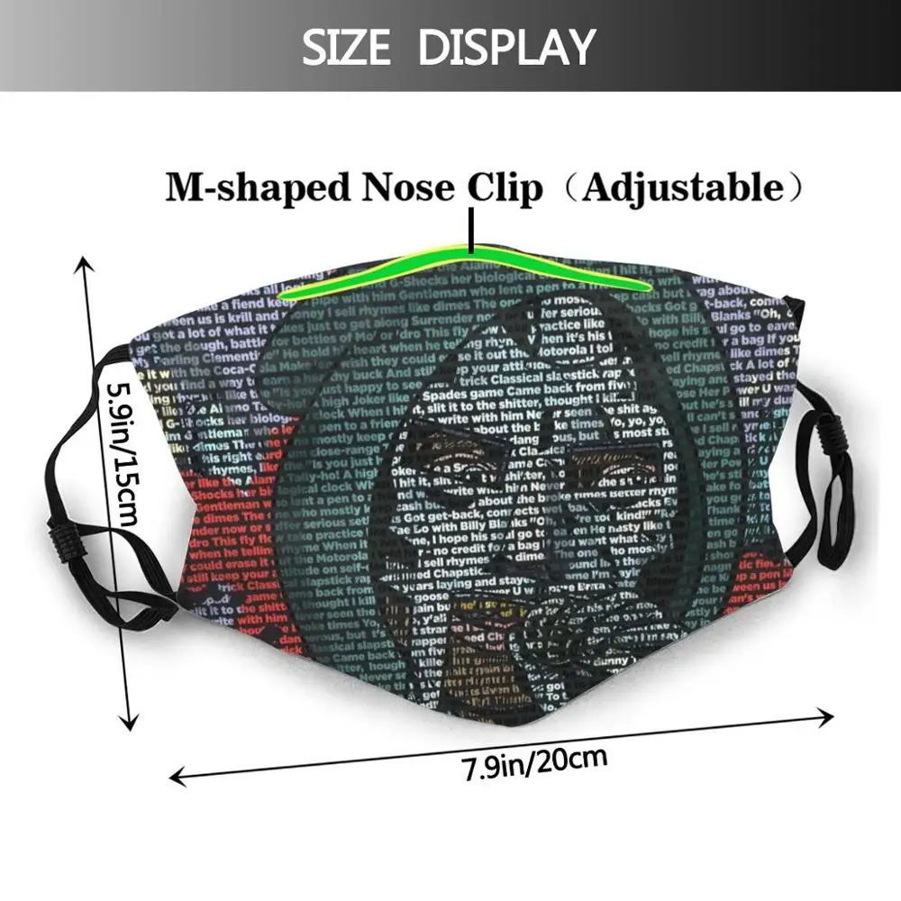 Bediening Doomsday : Rhymes Als Dimes Teksten Print Wasbare Filter Anti Dust Mond Masker Mf Doom Doom Bediening Doomsday Album