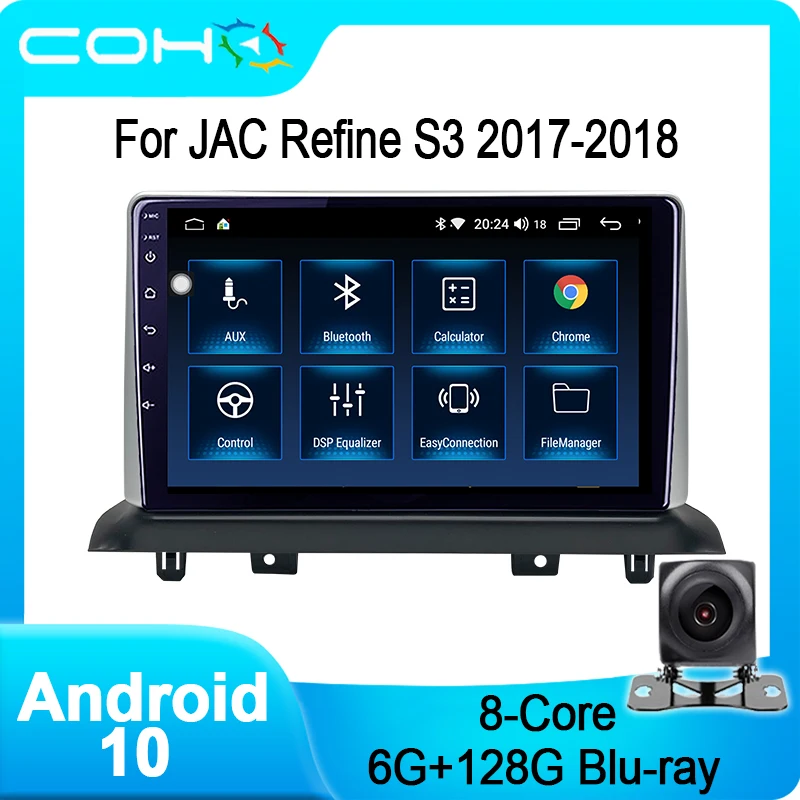 COHO For JAC Refine S3 17-18 Car Multimedia Player Radio Coche Gps Navigation Android 10.0 Octa Core 6+128G