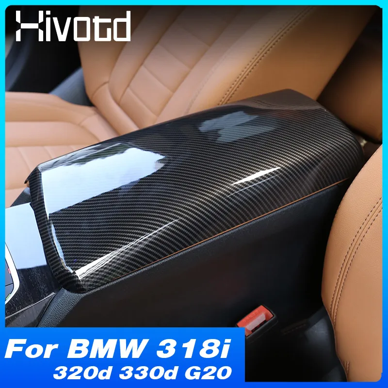 

Central Armrest Cover Trim Car Accessories Carbon Decor Interior Protection Sticker Parts For BMW 318i 320d 330d G20 2023-2020