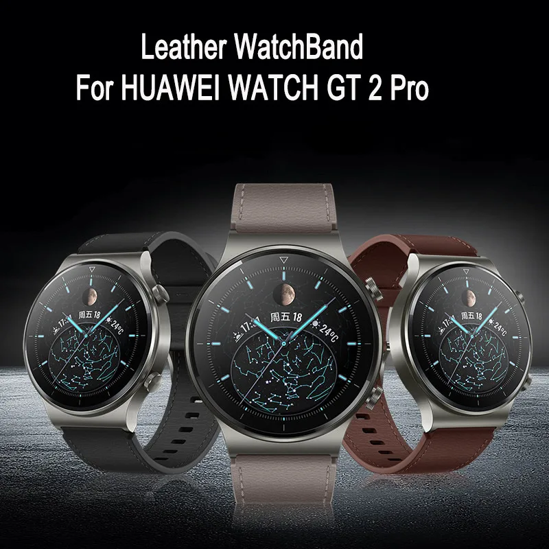 Huawei Watch Gt 2 Pro 용 가죽 시계 스트랩, Huawei Watch Gt2 Pro 팔찌 밴드 용 오리지널 정품 가죽 교체 밴드