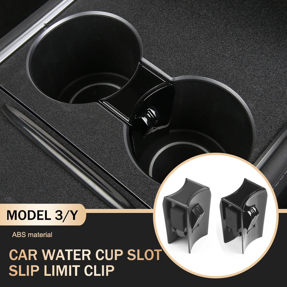 

New For Tesla Model 3 Model Y 2021 Car Water Cup Slot Slip Limit Clip ABS Center Console Storage Organizer Cup Slot Stopper