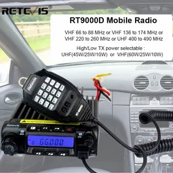 Retevis RT-9000D Mobile Car Radio Transceiver VHF 66-88MHz (or UHF) 60W 200CH Scrambler Walkie Talkie+Speaker MIC+Program Cable