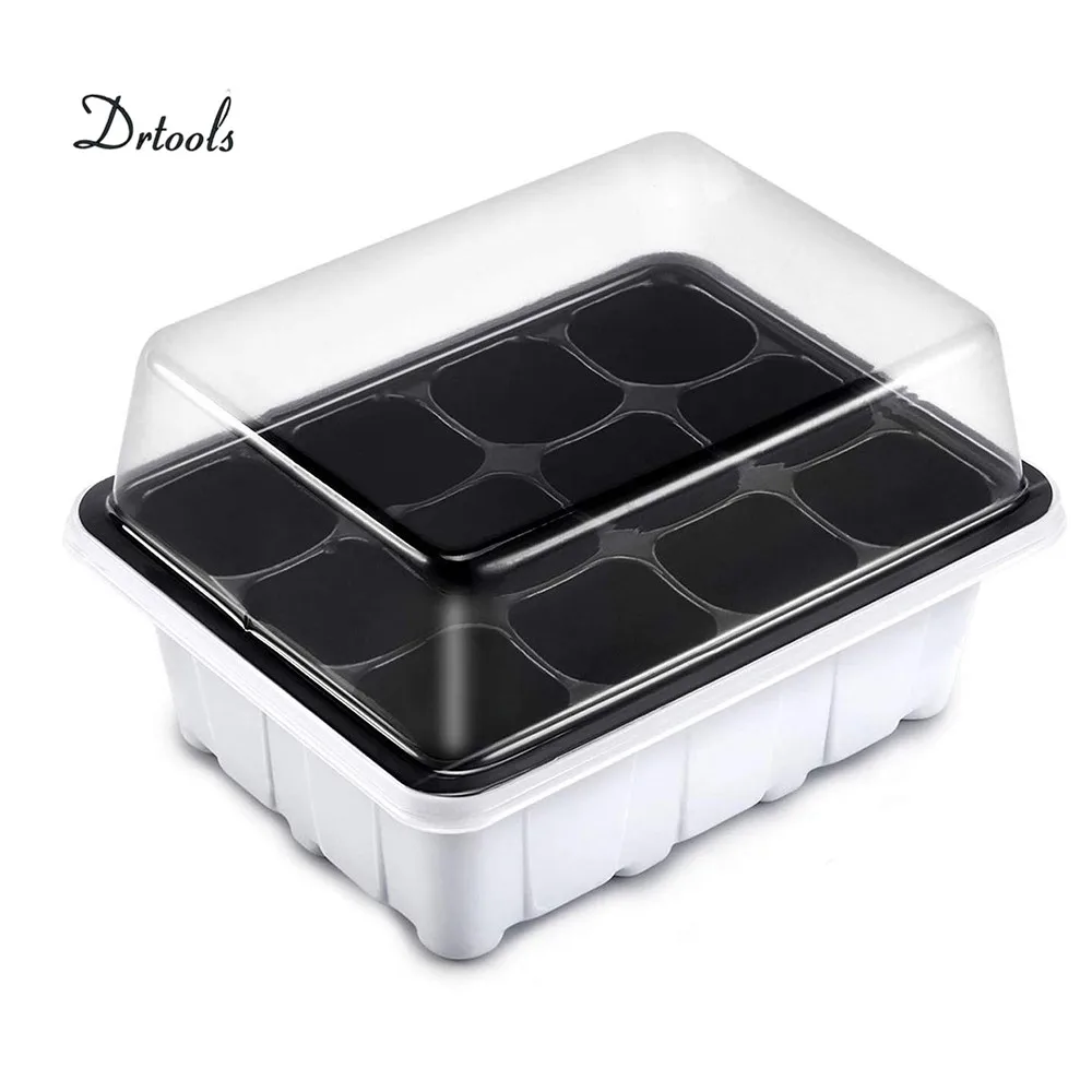 2PCS Seed Starter Trays 60 Large Cells Seedling Tray Plant Grow Kit with Lid and Base for Seed Germination (6/12-Cell Per Tray)