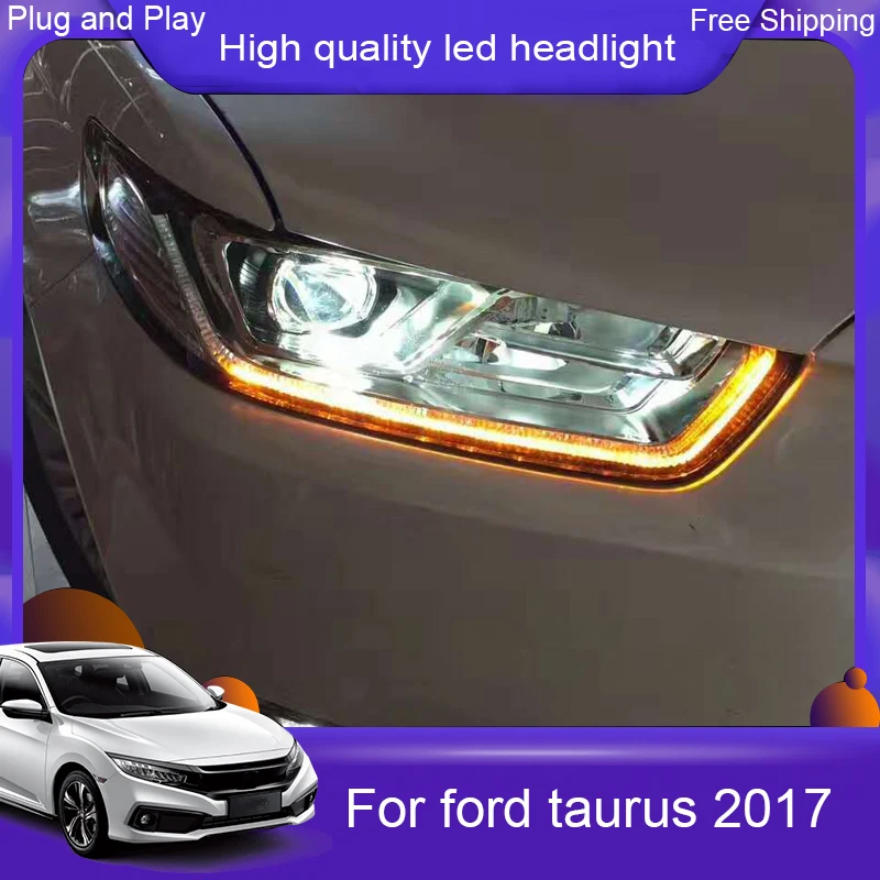 

Car Styling Head Lamp for Ford Taurus 2017 Headlights LED Headlight DRL Lens Double Beam Bi-Xenon HID Auto Accessories