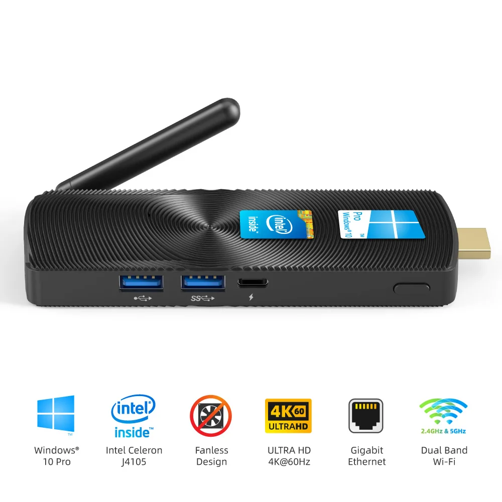 Intel Celeron J4125 Quad Core Quạt Không Cánh Mini PC 8GB DDR4 128GB Windows 10 Pro Game Thủ Nhỏ Để Bàn Máy Tính hỗ Trợ Linux, ubuntu