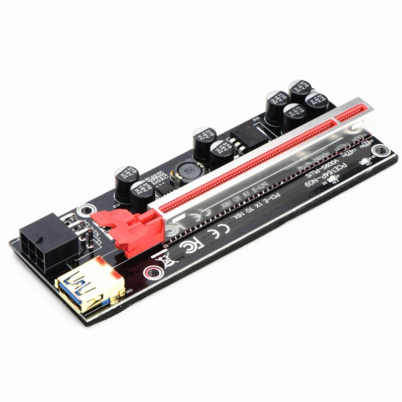 VER009S Plus PCI-E Riser Card 009s Plus PCI Express Riser Adapter Molex 6Pin SATA to USB3.0 Cable 1X 16X Extender for GPU Mining