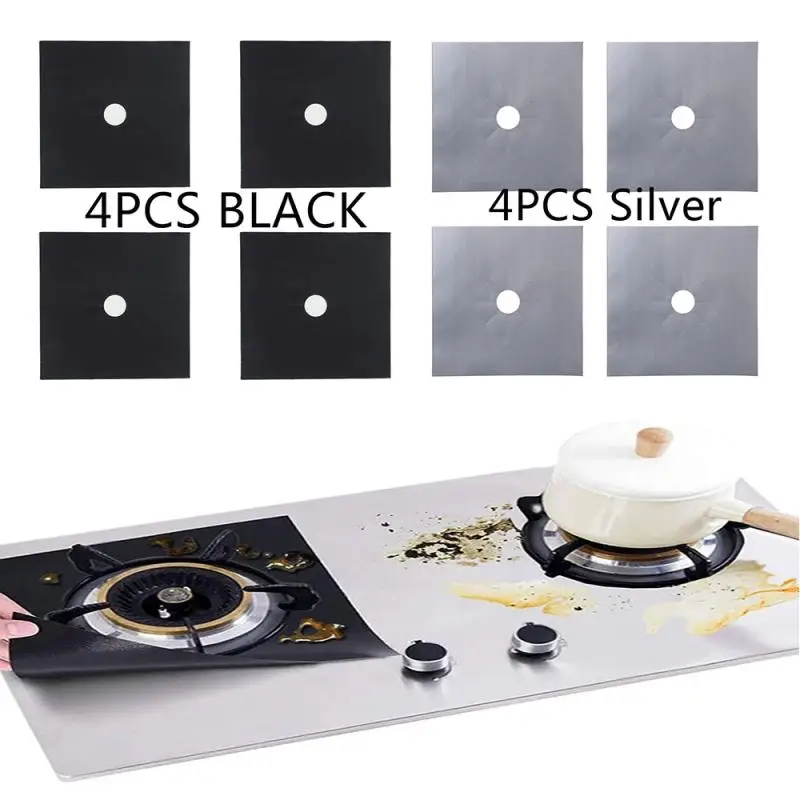 4 Pack Stove Protector Cover Liner Gas Stove Protector Gas Stove Stovetop Burner Protector Mat Cooker Cover Kitchen Accessories