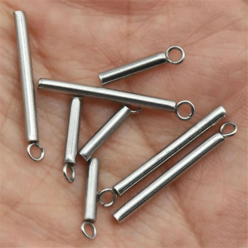 20pc/lot 20 30 40mm Stainless Steel Cylindrical Sticks bar Pendant  for Earrings Findings Necklace Pendant Charms Jewelry Making