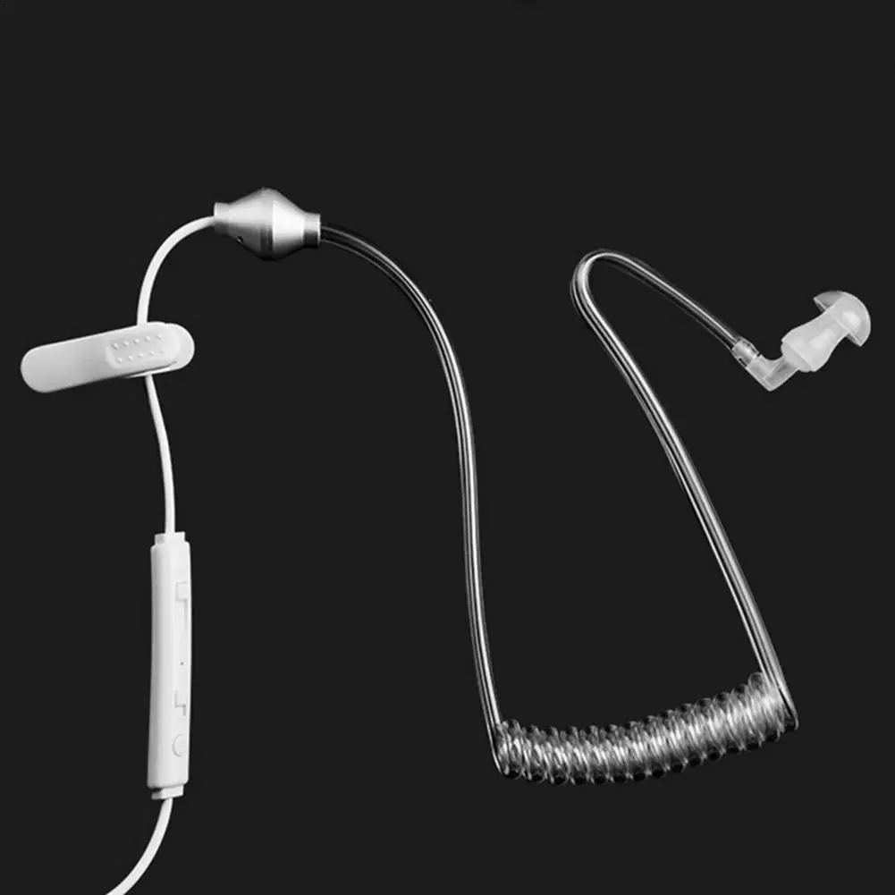 Single-sided in-ear vacuum spiral tube empty 3.5mm radiation-proof earphone with wheat air duct spring earphone (