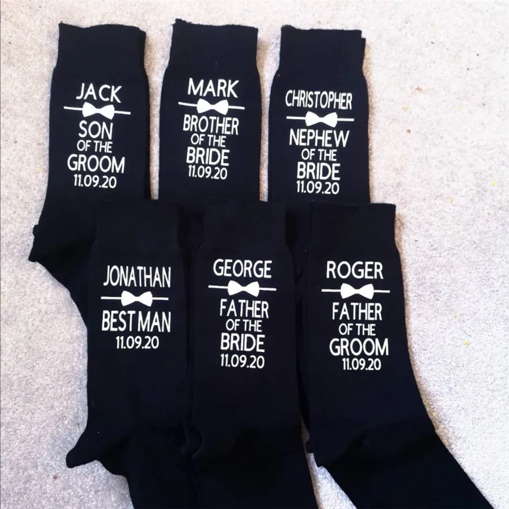 New Personalized Groom Socks Father of the Bride Best Man Groomsman Wedding Party Socks Custom Name Men\'s Birthday Gifts Favor