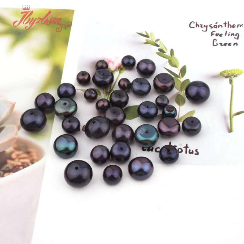 Half Drilling Black Freshwater Pearl 3A Grade Button Beads Natural Stone Beads For Yourself DIY Earring Jewelry Fashion 5 Pair