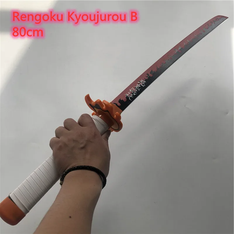 1:1 Cosplay  Sword Weapon  Rengoku Kyoujurou B Cosplay Sword Anime Ninja Knife wood toy 80cm